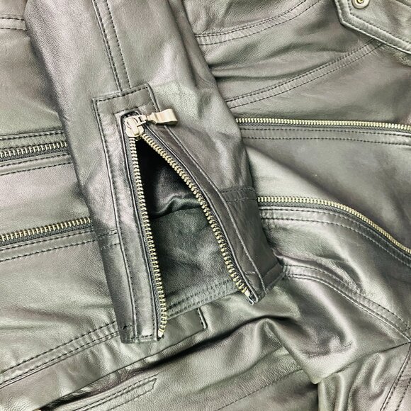 Ted Baker Women Black Biker Leather Jacket size 2, barely worn, like new - Picture 11 of 13